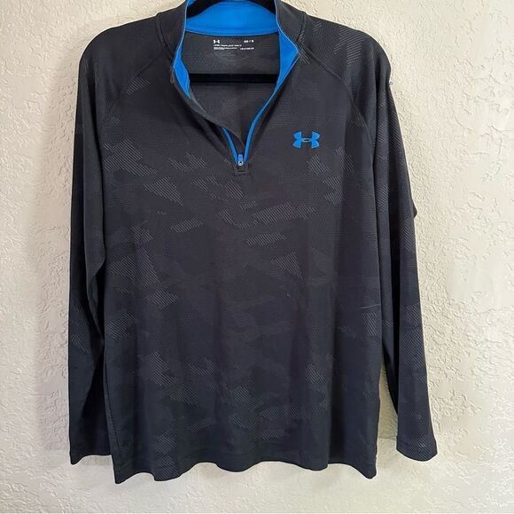 Under Armour Velocity 1/4 Zip Pullover Perforated Black Camo - Size Medium - Picture 7 of 9